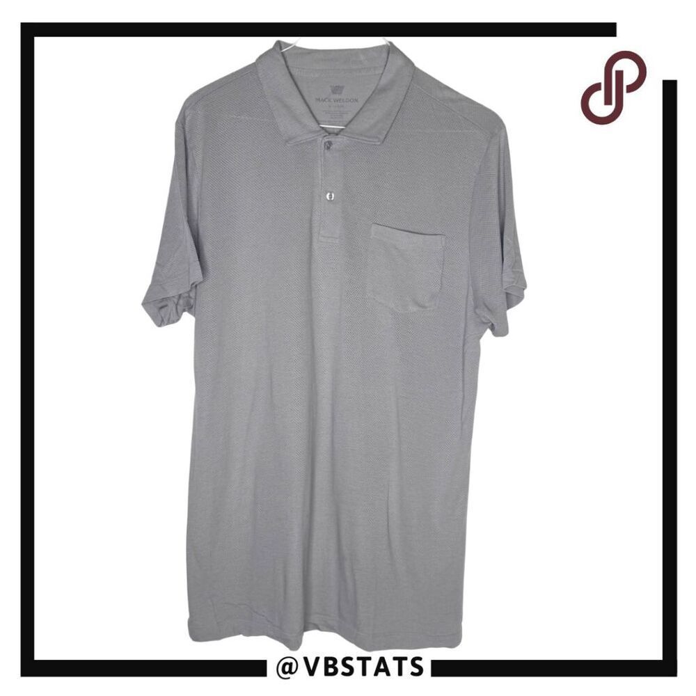 Mack Weldon Men's 2‎ Button Cotton Blend Short Sleeve Polo Shirt Gray Size XL